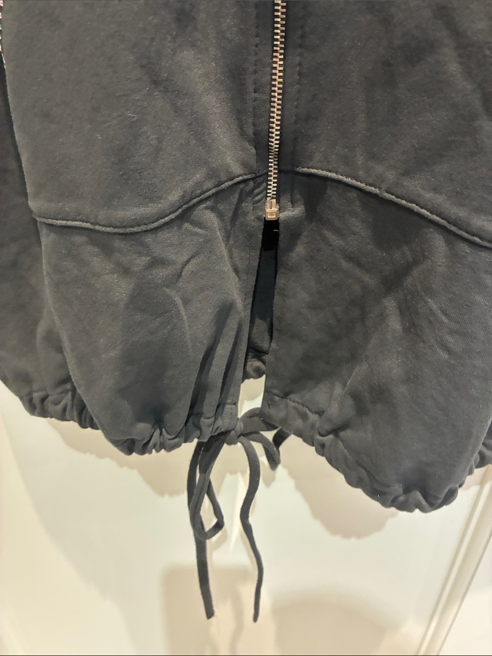 Women's Black Zip-Front Hoodie Dress with Drawstring - Picture 3 of 6